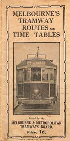 Melbourne's tramway routes and timetables - cover when folded.