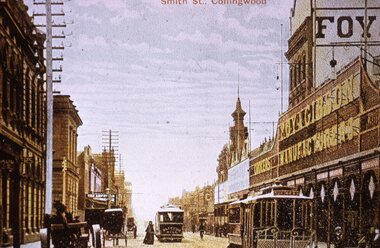 Colour - reproduction postcard - Smith St Collingwood c1900