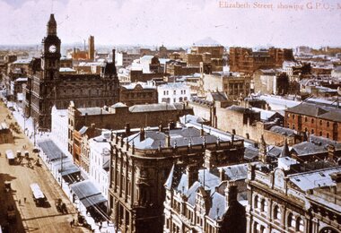 Colour - reproduction postcard - Elizabeth St - GPO