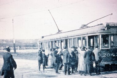Black and white reproduction photograph - HTT Wattle Park line c1917