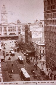 Black and white reproduction photograph - Elizabeth Street Melbourne