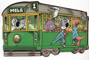 Cartoon postcard image W class tram