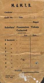 Envelope - Scholar's Concession Tickets Collected