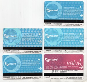 Front of a set of five generic Metcards