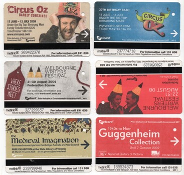 Set of 6 Metcards - festivals and events