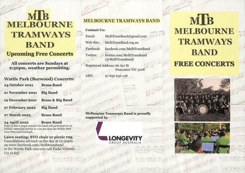 Melbourne Tramways Band - Free Concerts - page 1