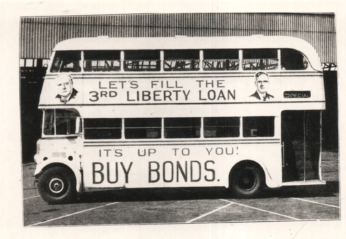 Black and White - "Buy Bonds" Melbourne Double Decker Bus