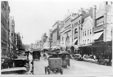 photograph - Black and White - Bourke Street looking east  - late 1920s