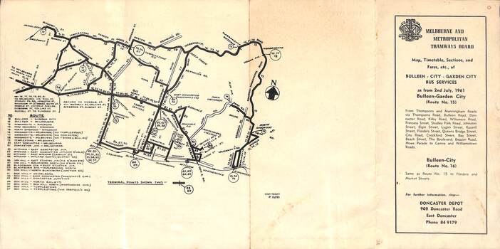 Map, Timetable, Sections, and Fares, etc., of BULLEEN - CITY - GARDEN CITY BUS SERVICES