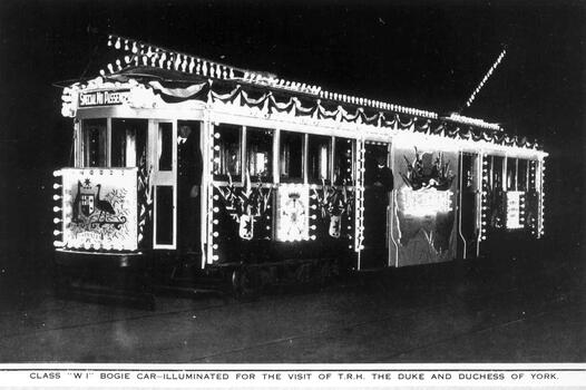 image of the tram at night, from the Annual Report.
