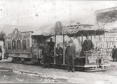 Black and White - decorated cable tram - Peace - World War 1