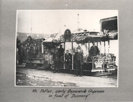 Black and White - decorated cable tram - Peace - World War 1 - block mounted version
