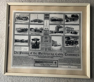 Framed photograph - "The passing of the Melbourne Cable Tramways"