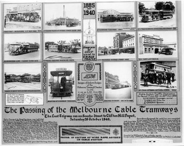 Photograph of a poster - "The passing of the Melbourne Cable Tramways"