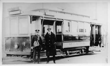 Black and White - A Class Tram No. 1 at terminus (possibly Ballarat Road)