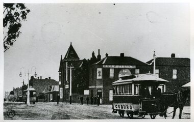 Northern tramway Co Coburg Horse Tram - Corner of Sydney Road and Bell St.