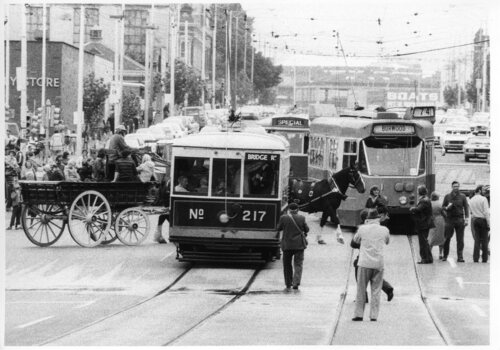 Scene in Spencer St during the Transport Cavalcade event.