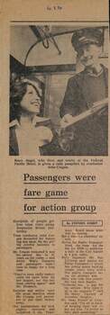Newspaper clipping - "Passengers were fare game for action group" - The Age 30-7-1976
