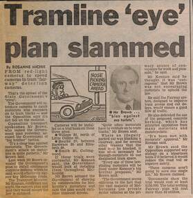 Newspaper clipping - "Tramline 'eye' plan slammed" - The Sun 5-4-1989