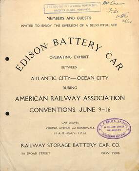 Pamphlet - Edison Battery Car