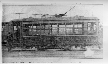 Black and White newspaper photo - X Class tram 217