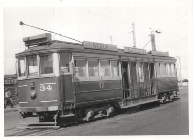Photograph - black and white - VR Tram 34 at Brighton Beach terminus