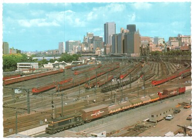 Postcard - Flinders St Rail Yard and city
