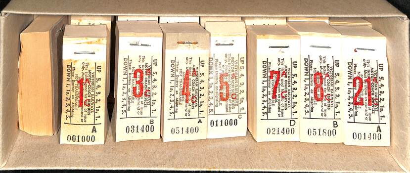 Victorian Railways - Motor Coach tickets in box