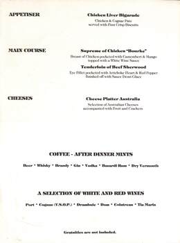 Colonial Tramcar Restaurant - menu cover
