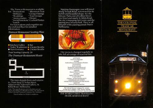 Colonial Tramcar Restaurant - promotional flyer - page 1