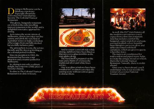 Colonial Tramcar Restaurant - promotional flyer - page 2