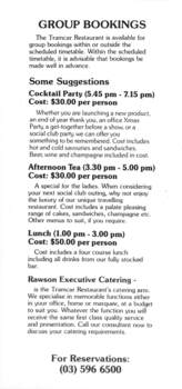Colonial Tramcar Restaurant - promotional detail flyer - page 2