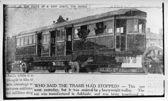 MMTB W Class Tram 284 body being transported
