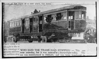 MMTB W Class Tram 284 body being transported