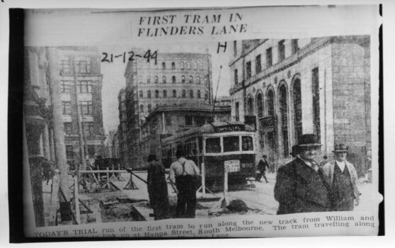  MMTB SW6 Tram in Flinders Lane for first time 
