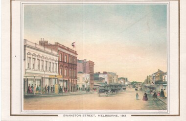 Reproduction card - Swanston Street Melbourne 1863