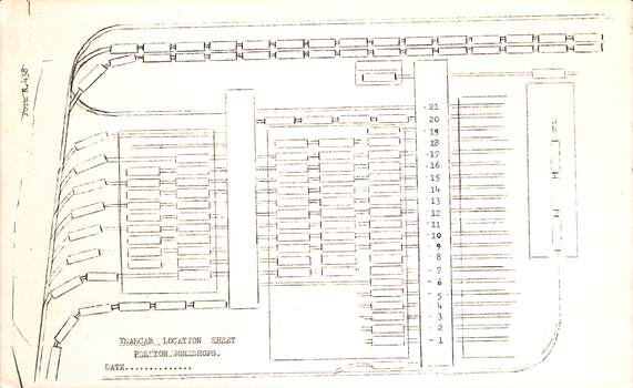 Form "Tramcar location sheet - Preston Workshops" 