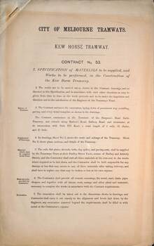 Specification - Kew Horse Tramway - Contract No. 53