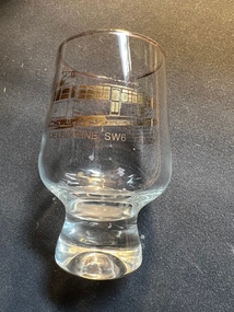 Glass with an image of a SW6 tram.