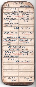 Table card - masonite - Kew table 33