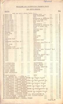 "MMTB Route Numbers - Bus Routes" 1962 - page 1