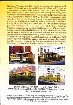 DVD - "The Geelong Tramways" - rear