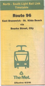 Timetable - Route 96 - East Brunswick - St Kilda Beach - front