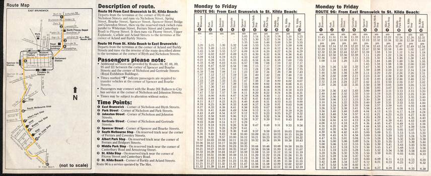 Timetable - Route 96 - East Brunswick - St Kilda Beach - part