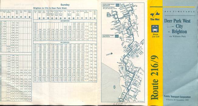 Route 219 - map and timetable part
