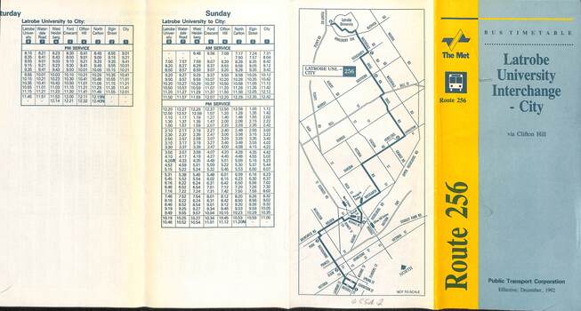 Route 256 - map and timetable part