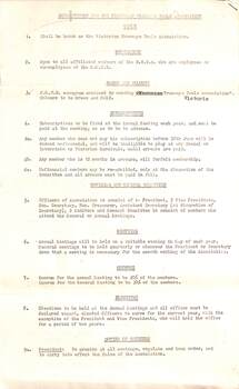 "Constitution for the Victorian Tramways Bowls Association" - front page