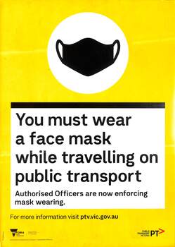 Poster - must wear face masks on public transport - 2022