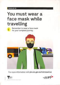 Poster - must wear face masks on public transport - 2020