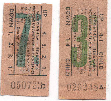 VR 6d - Sandringham - Beaumaris - Motor Coach ticket